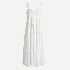 JCrew Tiered ruffle maxi beach dress in crinkle cotton size small